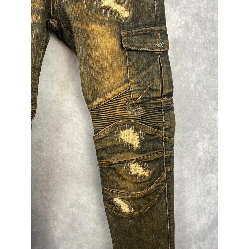 Imperious‎ Trading Jeans Mens 40x32 Zip Legs Pockets Stone Washed Vintage